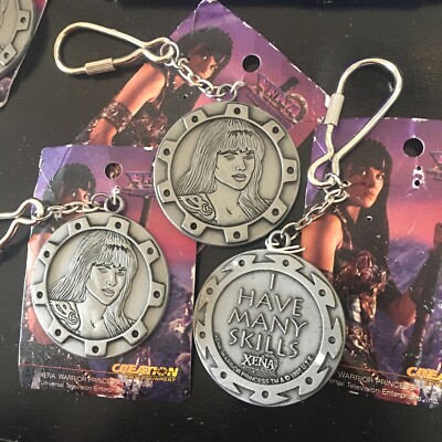 3 pack 1997 XENA WARRIOR KEYCHAIN -Pewter-NEW old stock -Creation Ent-24hr Ship!
