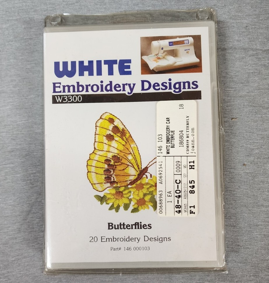 White Butterflies Embroidery Designs PES Card/Disc for Embroidery