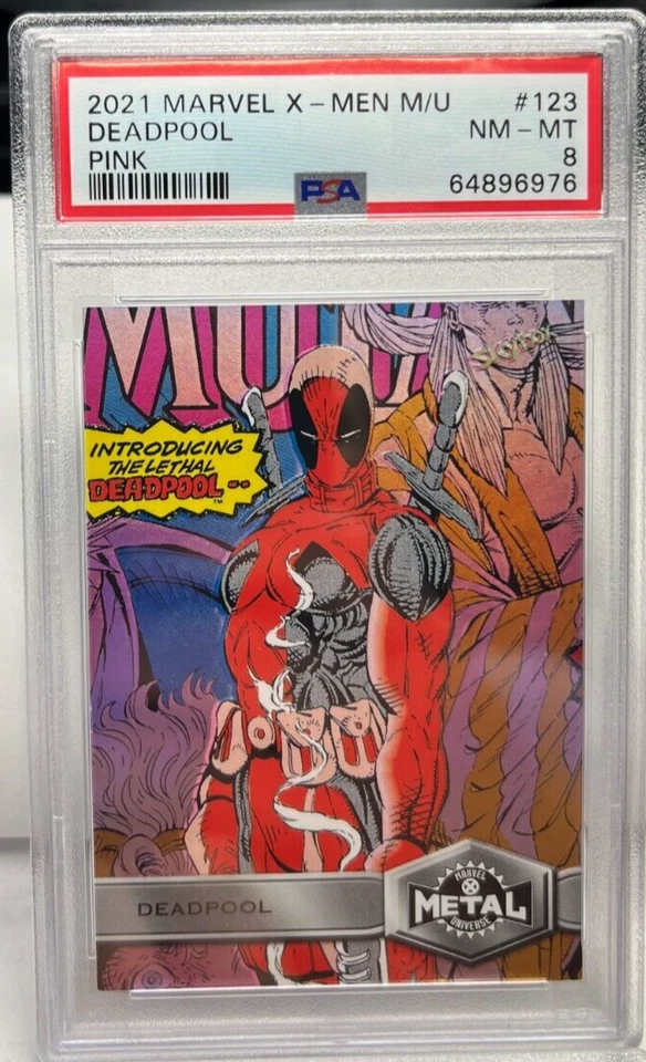Deadpool 2021 UD Marvel X-Men Metal Universe #123 - PINK PMG #'d 25/75 - PSA 8 - Image 3 of 4