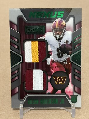 2022 PANINI PLAYBOOK FOOTBALL RC BRIAN ROBINSON JR NEXUS THREE COLOR PATCH /25