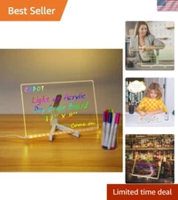 Multi-Purpose LED Write & Wipe Acrylic Board - 11.8” x 7.9” for Kids & Adults