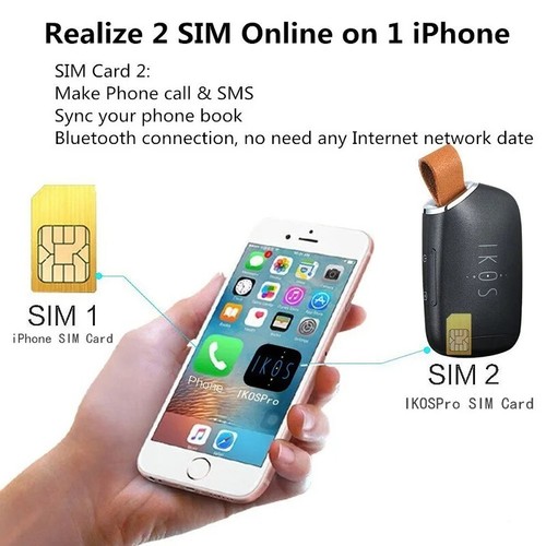 IKOS Zwei Aktiv SIM Karten Adapter für iPhone Dual SIM Karten Bluetooth Adapter Fo - Bild 14 von 24