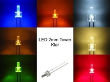 LED 2mm Tower diffus und klar LEDs langer Kopf 7 Farben, Menge und Set AUSWAHL
