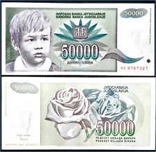 YOUGOSLAVIE ~ BILLET 50000 DINARA 1992 YUGOSLAVIA JUGOSLAVIJE SERIE AE