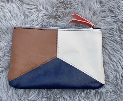 Ipsy November 2020 Tan & Navy Color Block Cosmetic Bag