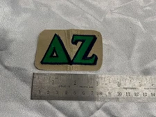 Delta Zeta Green/Navy Embroidered Greek Letters on Khaki Background  FREE SHIP