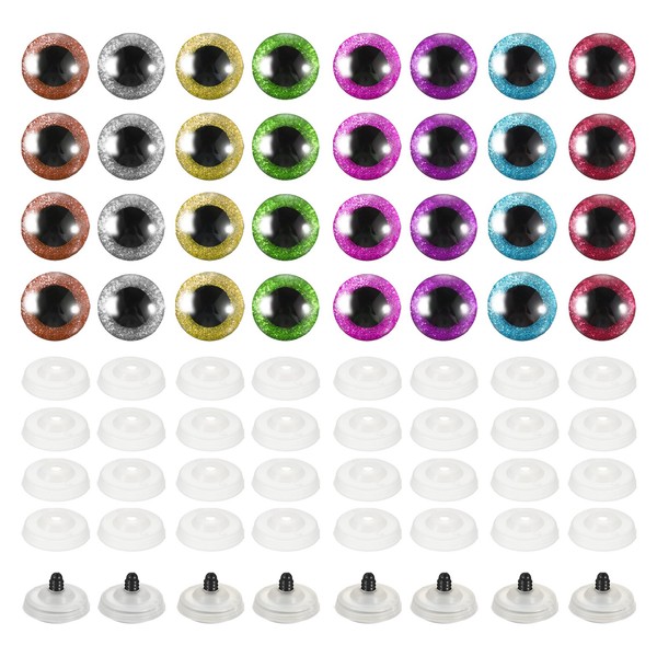 20 Mm Blitz-Sicherheitsaugen, 60 StüCk Bunte HäKel-Sicherheitsaugen, 8 Farben-image