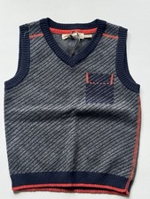 Deux par Deux Boys Orange Navy Sweater Vest NWT