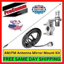 ProComm JBC362H-FM AM/FM Antenna Mirror Mount Kit SS Whip 31" Coax Cable Set USA