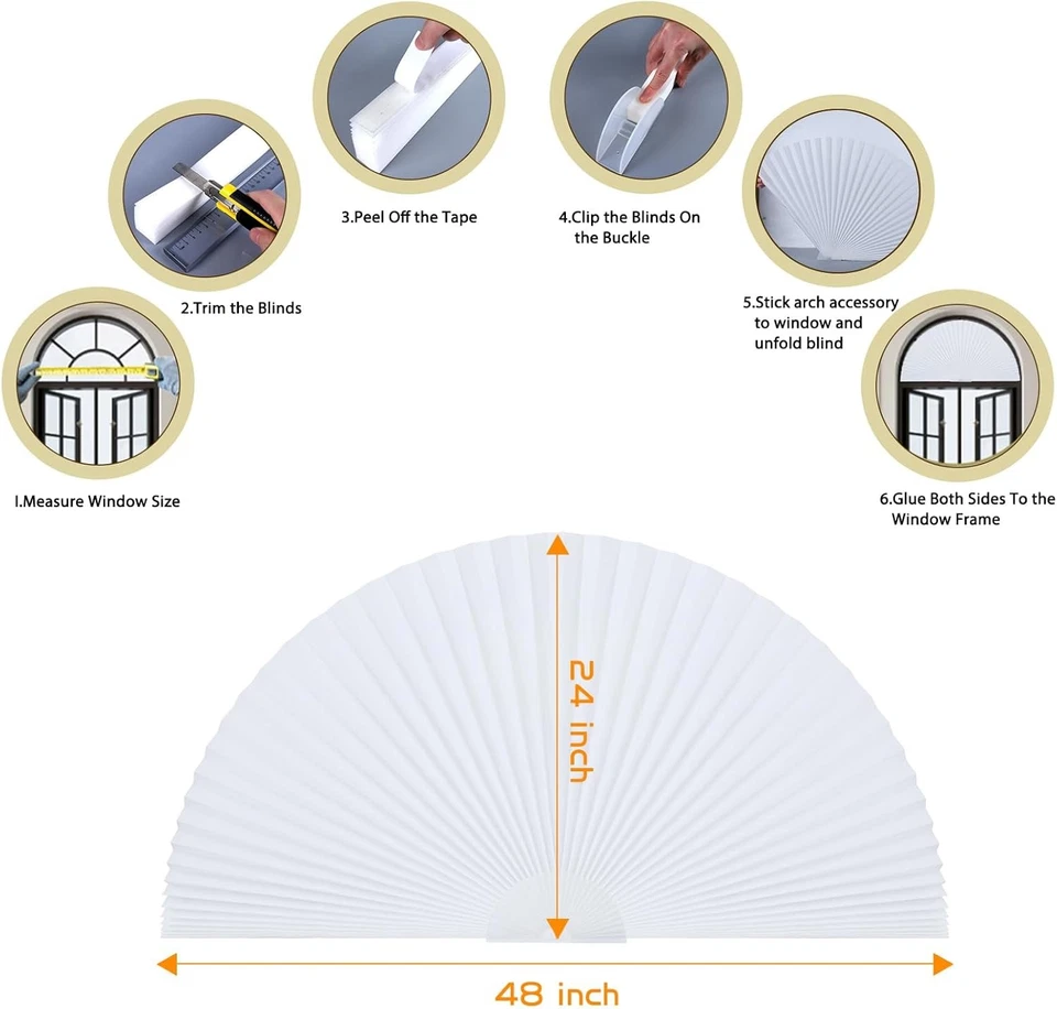 Persianas de papel sin taladro inalámbrico medio círculo para ventana Jlong Arch #R024 Foto 4 de 4
