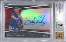 2012 Bowman Platinum Prospects Red Refractor 18/25 Bubba Starling BGS 9 Auto u2h