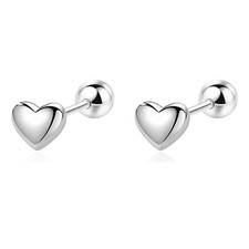 20G Tiny Heart Stud Earrings for Women Silver Plated Hypoallergenic Cute Small B