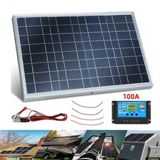 10W Solar Panel 12V Solar Battery Trickle Charger 100A W/ Controller Maintainer