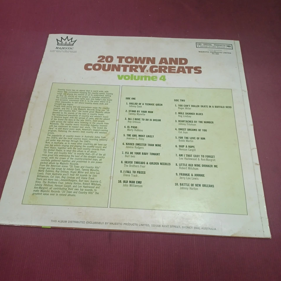 20 TOWN AND COUNTRY GREATS VOL 4 - VARIOUS - Vinyl LP - Majestic - 1988 - G 2063 - Image 4 of 4