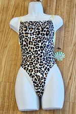 MegLiz Bella Reversible Leopard Yellow One Piece Swimsuit High Cut NWT