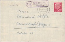 Landpost Oberding über ERDING 10.4.56 auf Fe...