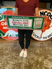 Antique Vintage Old Style Sign Sinclair Opaline Made in USA