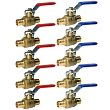 10 Pack XFITTING 3/4" Hot & Cold Pex B Ball Valve  Lead Free Brass , Full Port