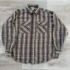 Vintage 90s USA Union Made Carhartt Flannel Brown Button Shirt Men  s XL Cotton