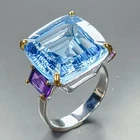 27 ct IF Quality Natural Blue Topaz Ring 925 Sterling Silver Size 7 /R469758