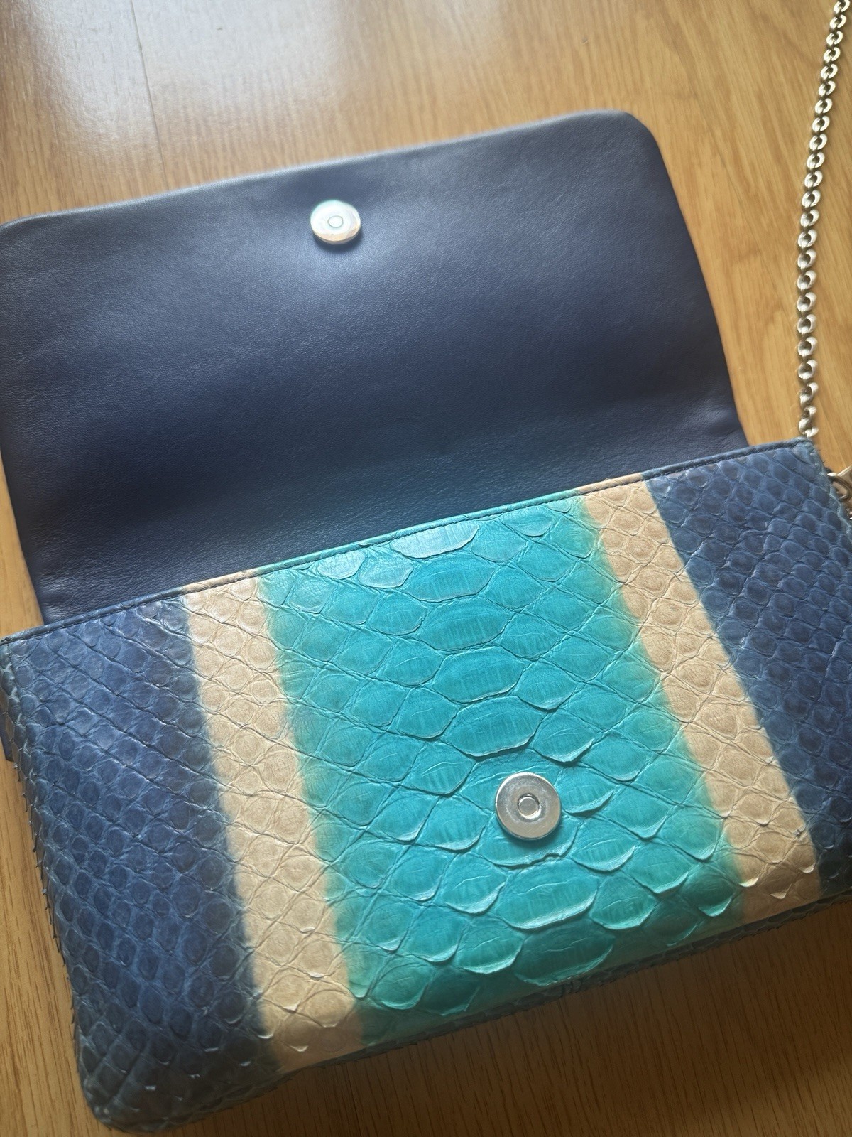 CHRISTIAN DIORBlue Multicolor Python Snakeskin Ch… - image 6