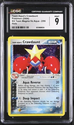 CGC 9 MINT Team Aqua's Crawdaunt 2/95 EX Team Magma Vs Aqua Holo Pokemon Card