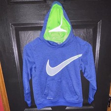 Nike Therma-FIT Boys Blue/Green Pullover Hoodie Long Sleeve Pockets Size 6