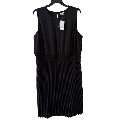 Croft & Barrow Plus Pleated Black Dress 2X Sleeveless Polyester Elegant Dress.