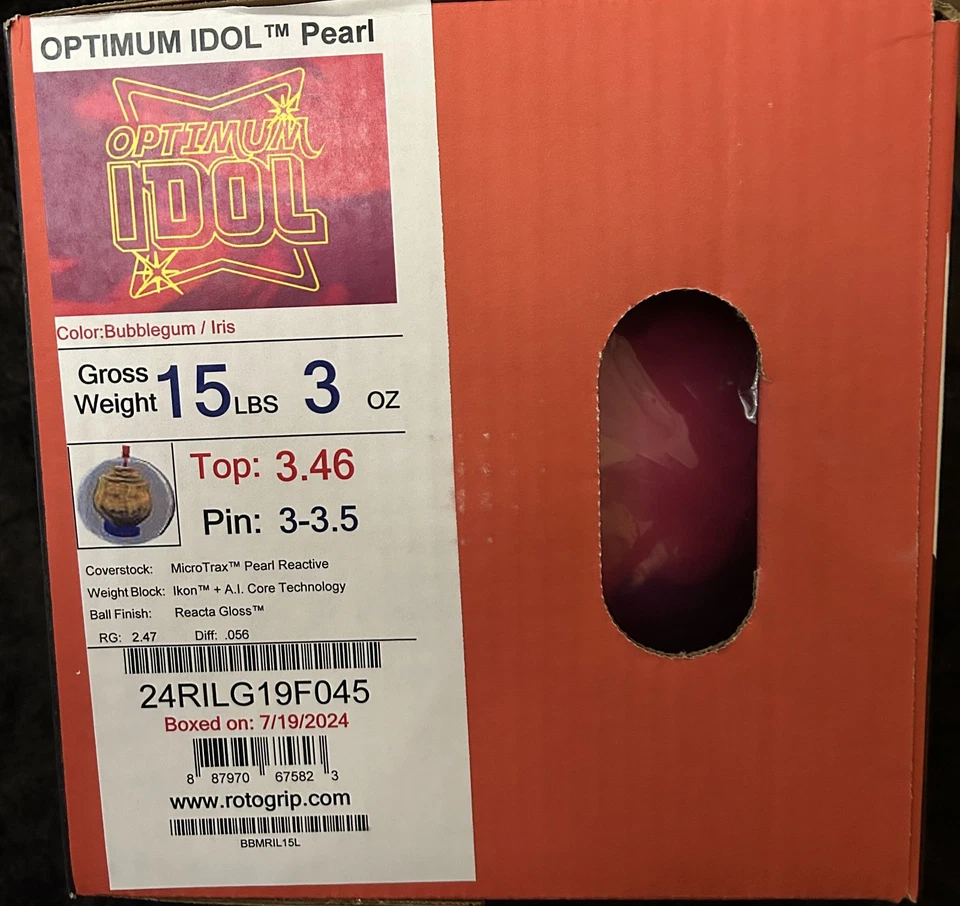 Roto Grip Optimum Idol 珍珠 15 磅 保龄球 — 第 4/4 张图片