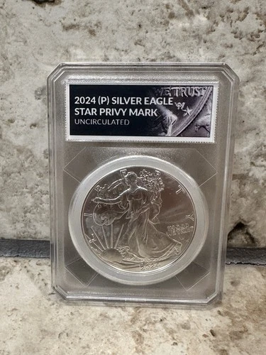 U.S. Mint Silver Eagle 2024 Star Privy Mark 1 oz .999 Silver Coin Uncirculated