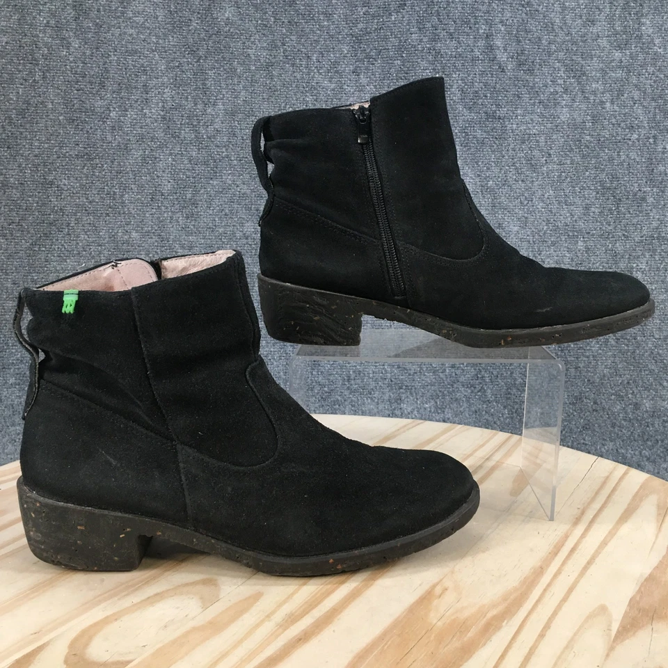 El Naturalista Boots Womens 41 Black Quera Ankle Booties Suede Zip Heels Casual - Image 2 of 4