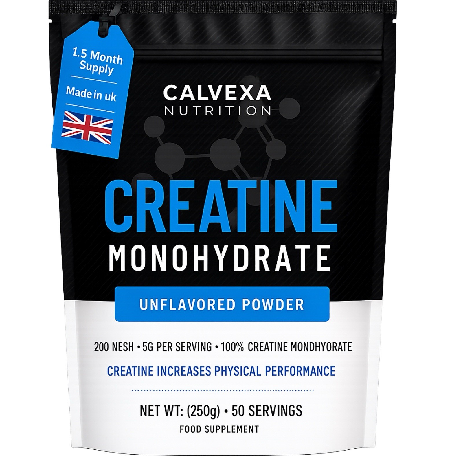 Pure Creatine Monohydrate Powder - Micronised 250g Ultra easy dissolve