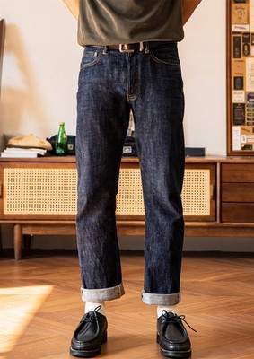 Red Tornado Herren Selvedge Raw Denim Jeans 14oz Slim Fit Straight Casual Pants