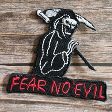 Fear No Evil Grim Reaper Punk Biker Embroidered Sew On Patch