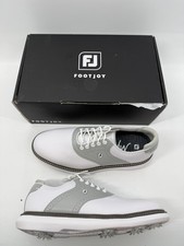 Footjoy Myjoys Traditions Golf Shoes Custom White Silver 7.5 Medium