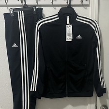 adidas Women  s Size Small Tracksuit Set Black White Striped HZ2476