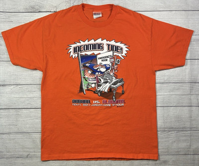 Vtg Auburn Tigers T-Shirt Size L Orange Cartoon 2001 Auburn Vs Alabama Iron Bowl