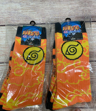 2 PAIR NARUTO Novelty Socks Naruto Shippuden Socks - Crew One Size - NEW