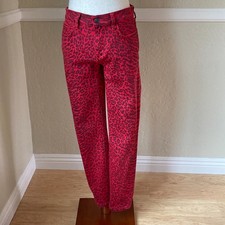 Current/Elliot The Stiletto Red Warped Leopard Print Cropped Skinny Jean Sz 27