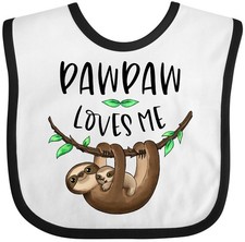 Inktastic Pawpaw Loves Me Cute Sloth And Baby Baby Bib Sloths Grandpa Grandchild