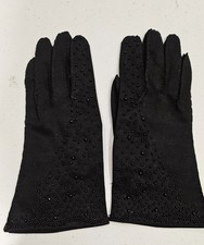 Vintage - 1950s, 120 count Cotton Beaded Gloves, Black, size 6