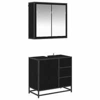 BadezimmermöBel Set 2-Teilig Schwarz Eichen-Optik Holzwerkstoff