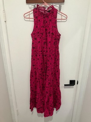 Universal Thread Women's Sleeveless Floral Tiered Maxi Dress, Pink, Size Small