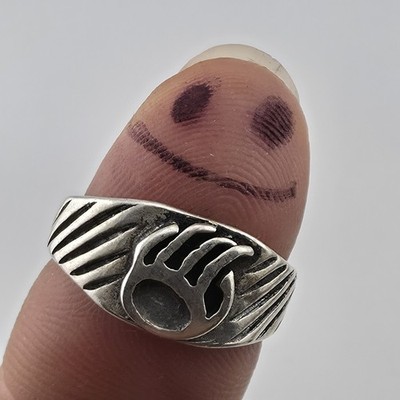Vintage Sterling Silver Bear Paw Ring  7 Native American Southwestern Mid Centur