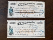 1876 Carson City GOLD CONSECUTIVE CHECKS Native American Indian Bank Note Stamp