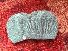 HANDMADE SET OF 2 GREEN HATS IN DK WOOL - TO FIT 2-3 YEARS