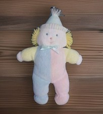 Vintage Kids Gifts Clown Terry Cloth Pastel Blue Yellow Colors Baby Plush Toy