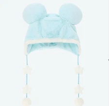 Tokyo Disney Resort Minnie Ears Hat Star Pom Pom Fun Cap Blue Limited Japan