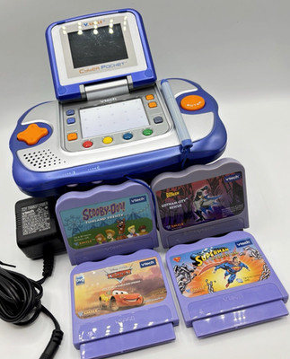 VTech V-Smile Cyber Pocket System Complete w/4 Games Fully Tested & Plays Great_