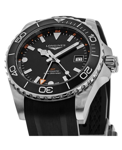 New Longines HydroConquest GMT Black Dial Rubber Strap Men's Watch L3.790.4.56.9 - Picture 2 of 4